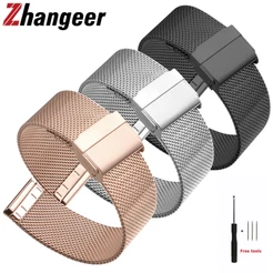 10 12 13 14 16 17 18 19 20 21 22 24mm Stainless Steel Strap Safety Buckle Watchband For DW Fossil Milanese Metal band