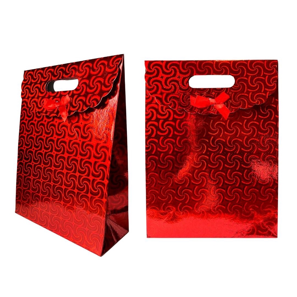 Kit c/ 4 Sacolas de Papel 3D para Presente Decorada 4 Tamanhos Grande Media Pequena Mini Laser