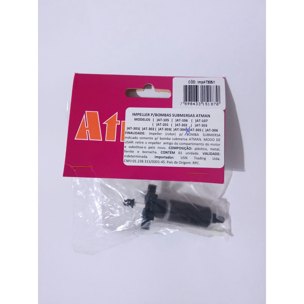 Impeller P/ Bomba At-305 Atman Peça Reposição Rotor Hélice Aquário