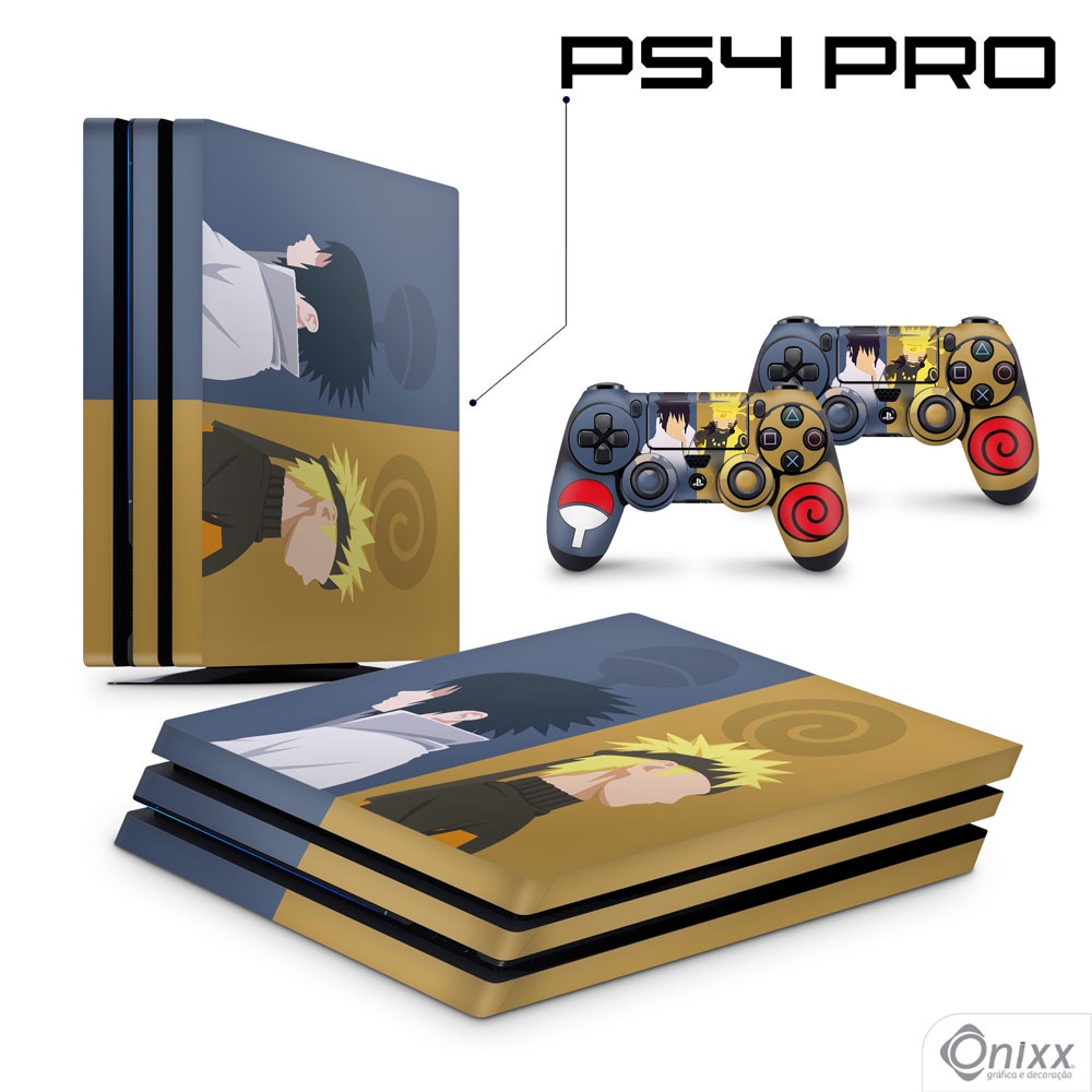 Skin PS4 PRO Adesiva Naruto e Sasuke Minimalist + Pôster A3