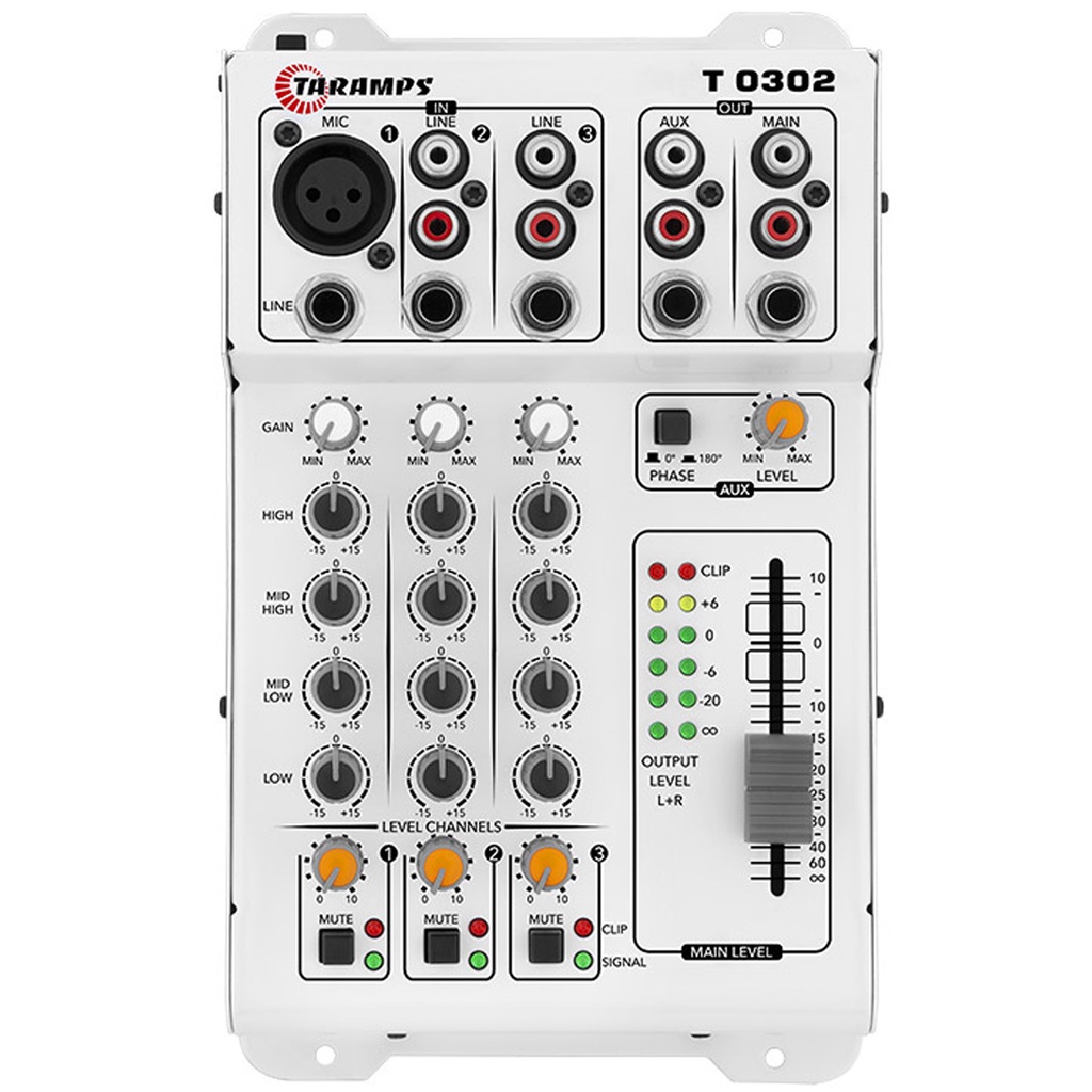 Mesa Som Taramps 3 Canais 2 Saídas 8 Conexões T 0302 Bivolt