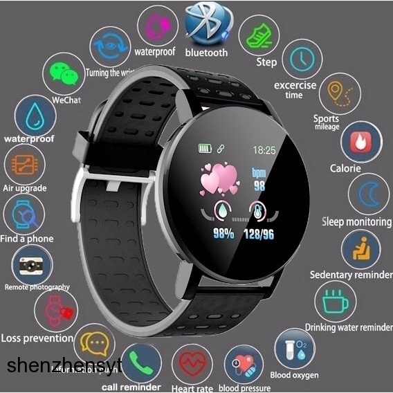 relogio smartwatch redondo Relógio Smartwatch/Band 119 Plus Fitness/Monitor digital À Prova D'água smartwatch masculino