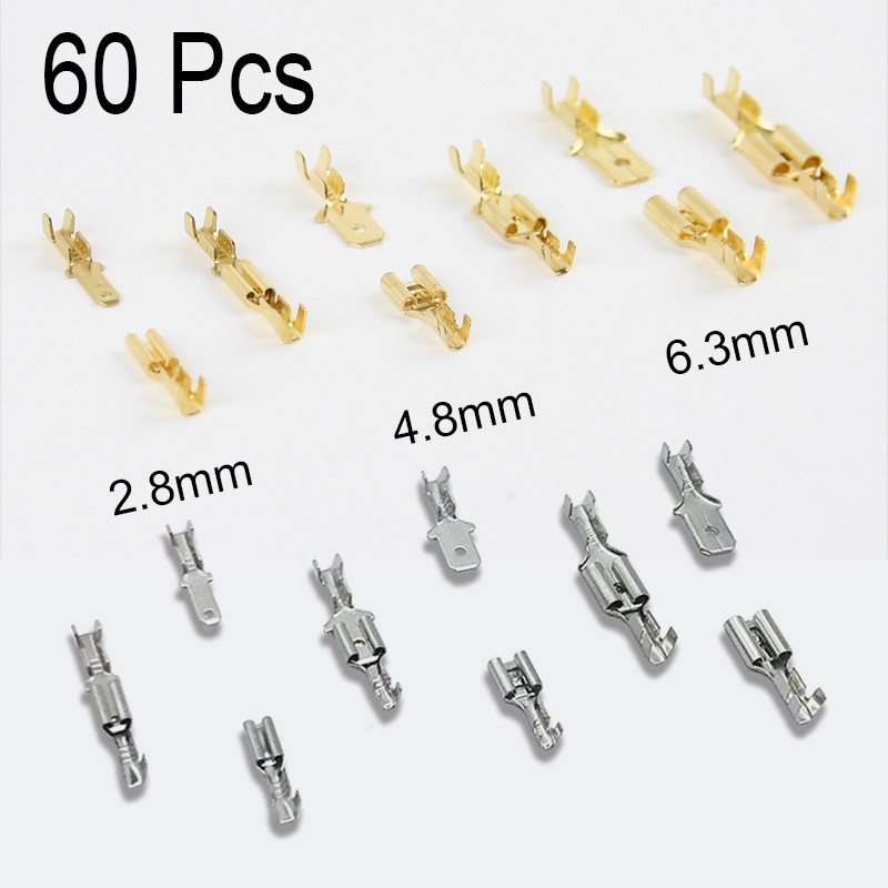 60 Pcs Terminal Carro Spade Conector Macho Fêmea 2.8 / 4.8 / 6.3mm Butt Splice Terminais Para Fio 12 / 18awg Friso Conector Do Kit Acessórios