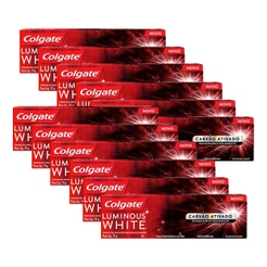 Kit 12 Creme Dental Colgate Luminous White Carvão Ativado 70g
