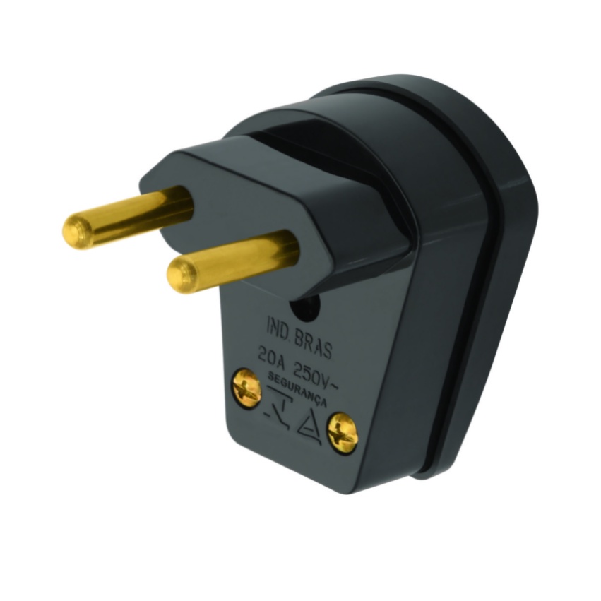 Plug Pino Maciço Macho Gigante 2p 10a plugue  Fame Prensa Cabo