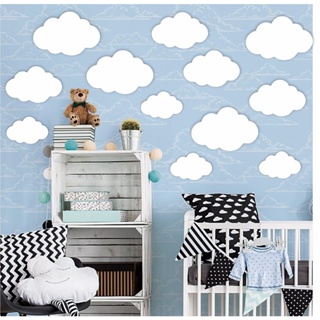 Kit de Aplique de parede de Nuvem 12 unidades de nuvens em MDF para Decoração de quarto de criança em Oferta na Shopee