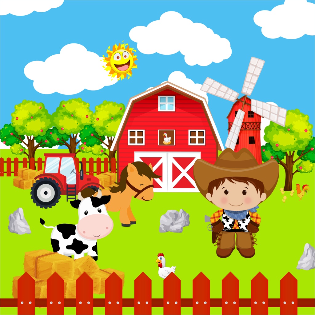Painel De Festa Decoração Fazendinha Menino Cowboy Celeiro Vermelho ...