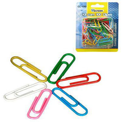 Kit Com 100 Clipes Coloridos Western 3 cm