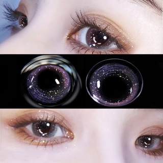 Lentes De Contato Para Olhos Anual Um Par De Coloridas Macias Com A Cor Azul Roxo Lente Cosmética