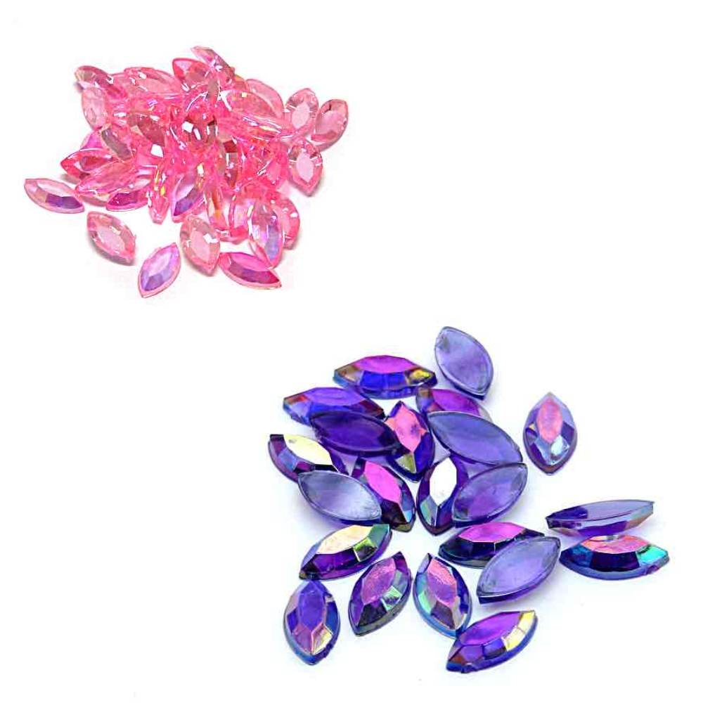 Navete Facetado 4 X 8mm 50 Peças 6 Cores Decoração Unhas Nail Art Manicure 3d