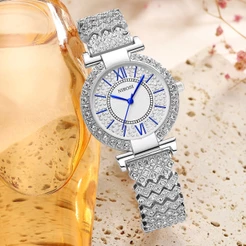 NIBOSI Senhoras Relógio Diamante Luxuoso Impermeável Casual De Quartzo