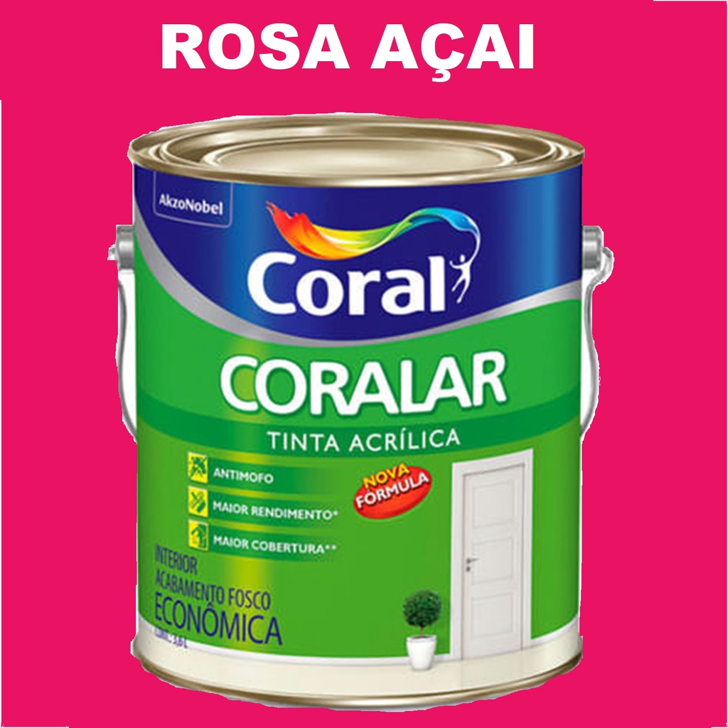 Tinta ROSA AÇAI Coral Anti Mofo Acrílica Parede Coralar 3.6lt