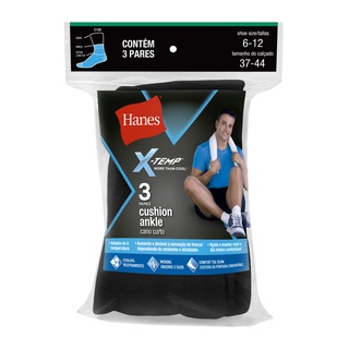 Kit com 3 Meias Hanes Cano Curto 5186 Preto - Único