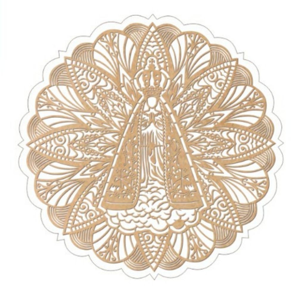 Mandala Nossa Senhora Aparecida MDF 40x40cm, Quadros, Escultura Decorativas de Parede Nossa Senhora Aparecida