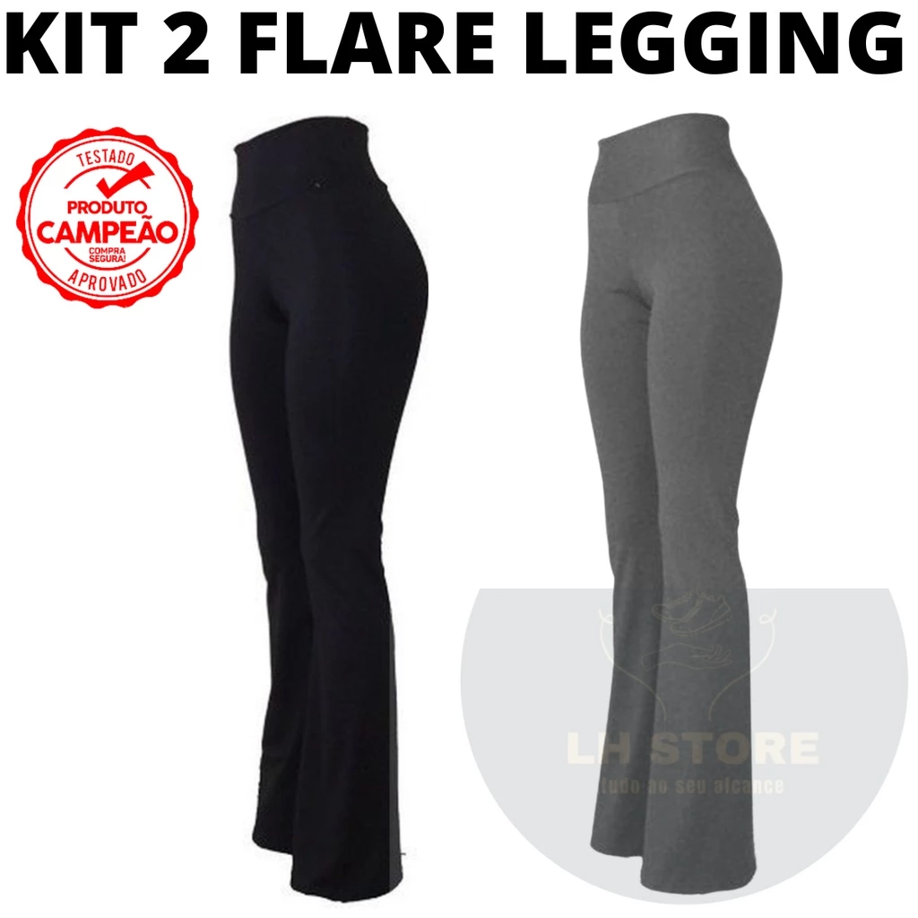 Kit 2 Calça Legging Femenina Flare Bailarina Boca de sino Roupas Femininas — imagem 1
