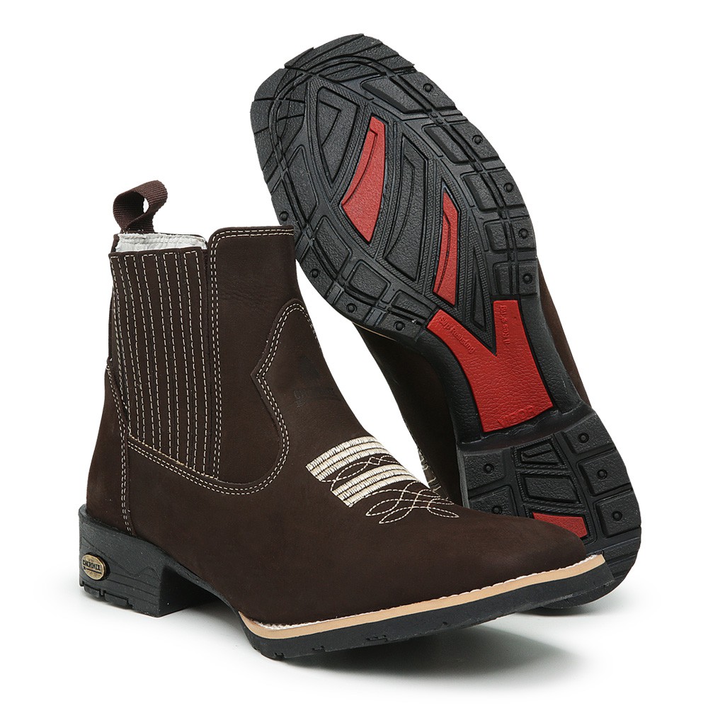 bota de couro cano curto masculino