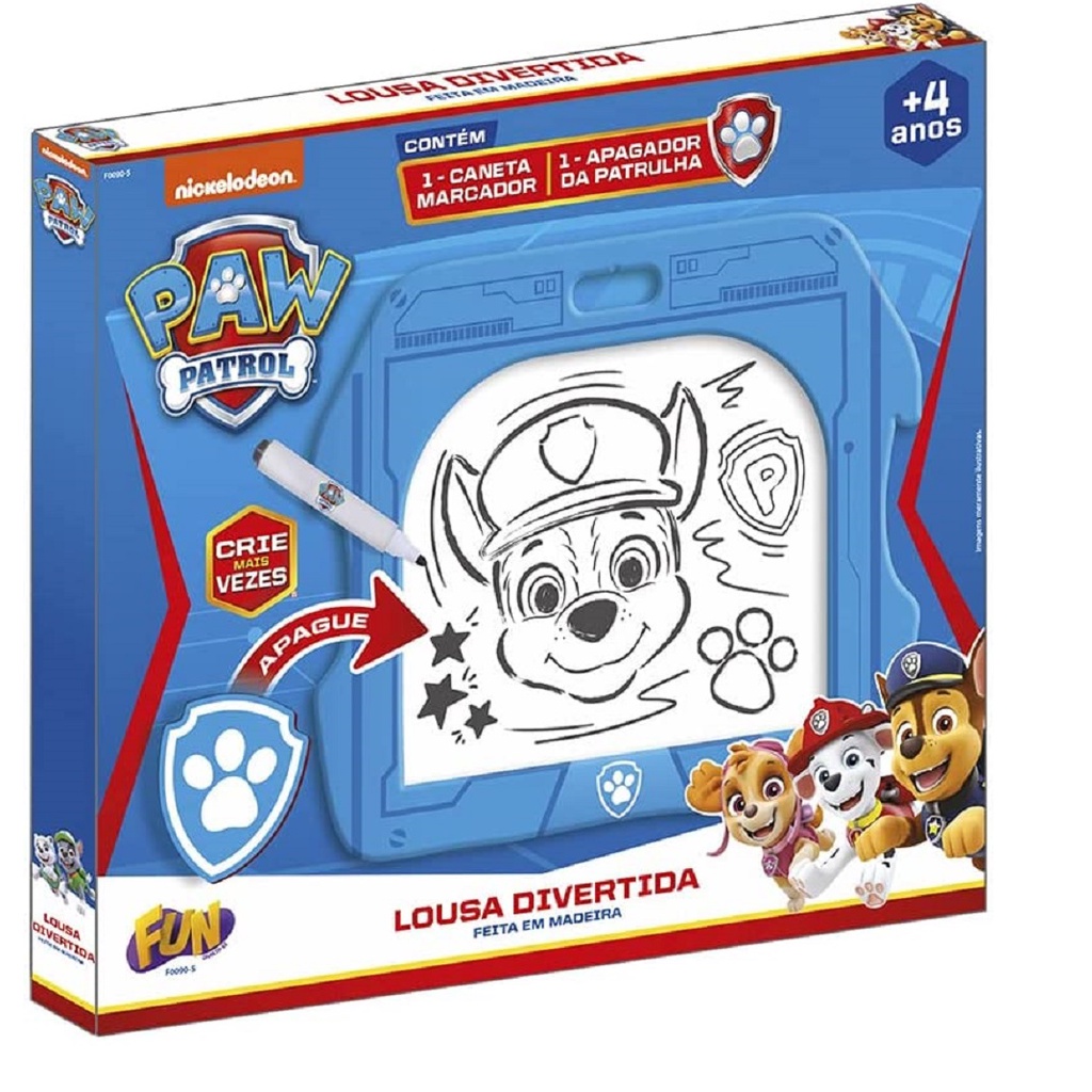 Lousa Divertida Patrulha Canina caneta e apagador 905 - Fun em Oferta na Shopee