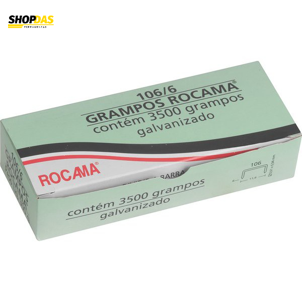 Grampo 6mm 106/6 Rocama Kit com 4 Caixas Total de 14.000 grampos Zincado Galvanizado em Oferta na Shopee