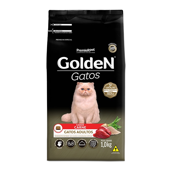 Ração Golden para Gatos Adultos Sabor Carne - 1Kg em Oferta na Shopee