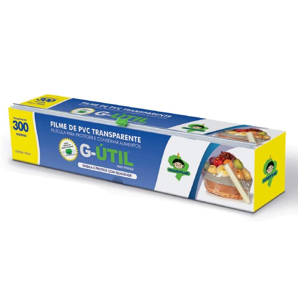 Filme Plástico Pvc Comercio 28x300 Metros C/ Trilho Cortador