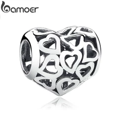 Bamoer AIC017 Pulseira Com Contas De Coração Vazado/Bijuteria Fashion/Diy