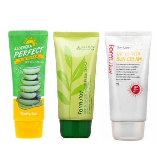 Farm Stay Aloe Vera Perfect Dr V8 Vita Green Tea Seed Moisture Sun Cream Spf 50 Pa 70g 2332