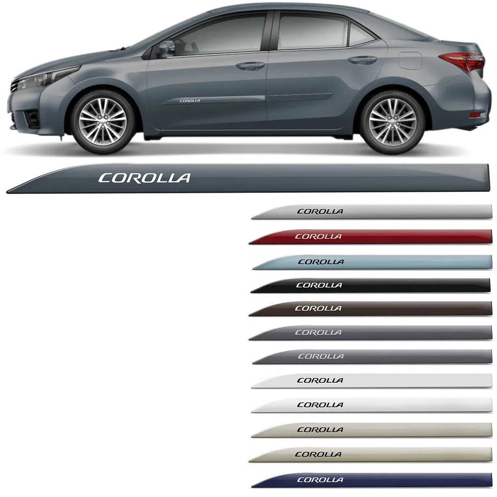 Jogo Friso Lateral PONTA FACÃO TOYOTA COROLLA - Grafia Cromada - Todos os modelos - Anos de Aplicação (Todos) - Todas as Cores