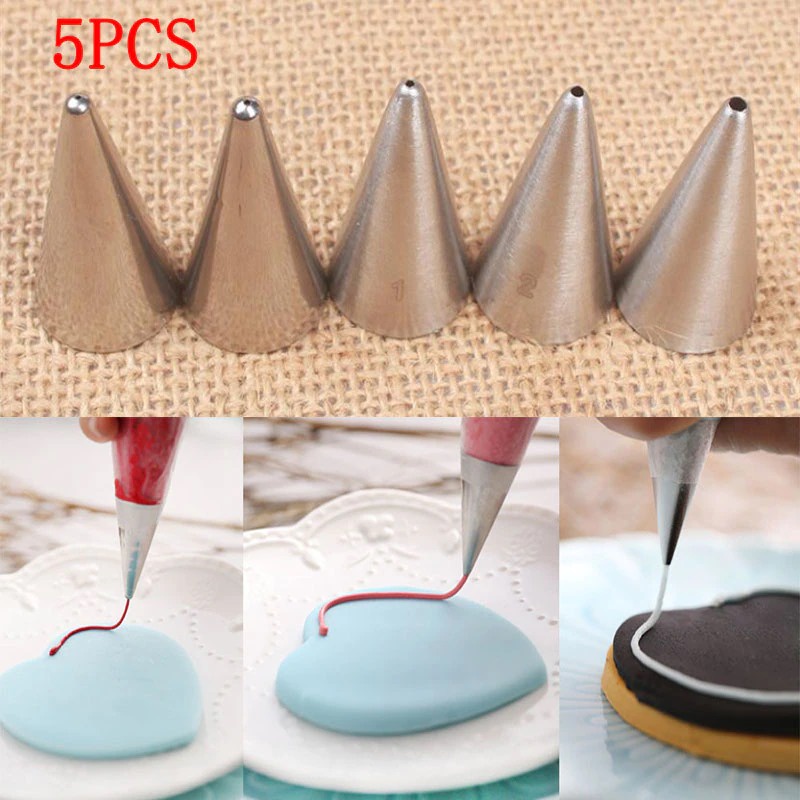 Bicos de confeiteiro de aço inoxidável, conjunto de bico de confeiteiro para escrita bolo ferramentas de decoração, creme confeitaria, conjunto para cozinha, 5 peças