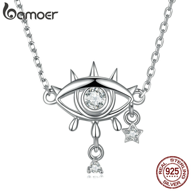 Colar Bamoer Pingente De Corrente De Clavícula Dos Olhos Do Diabo Prata 925 Para Mulheres Meninas Joias Acessórios em Oferta na Shopee