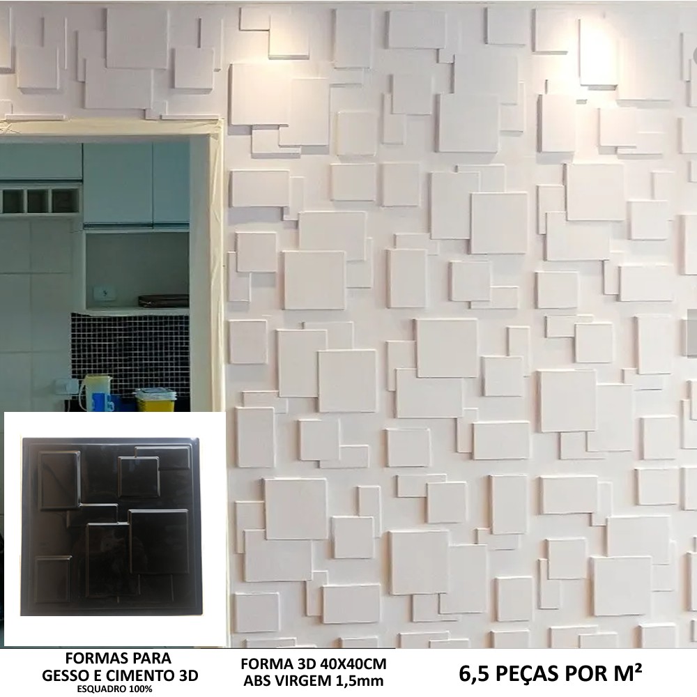Forma Molde Gesso 3d Mosaico Liso 40x40cm Abs 1,5mm Molde Para Gesso ou Cimento 615