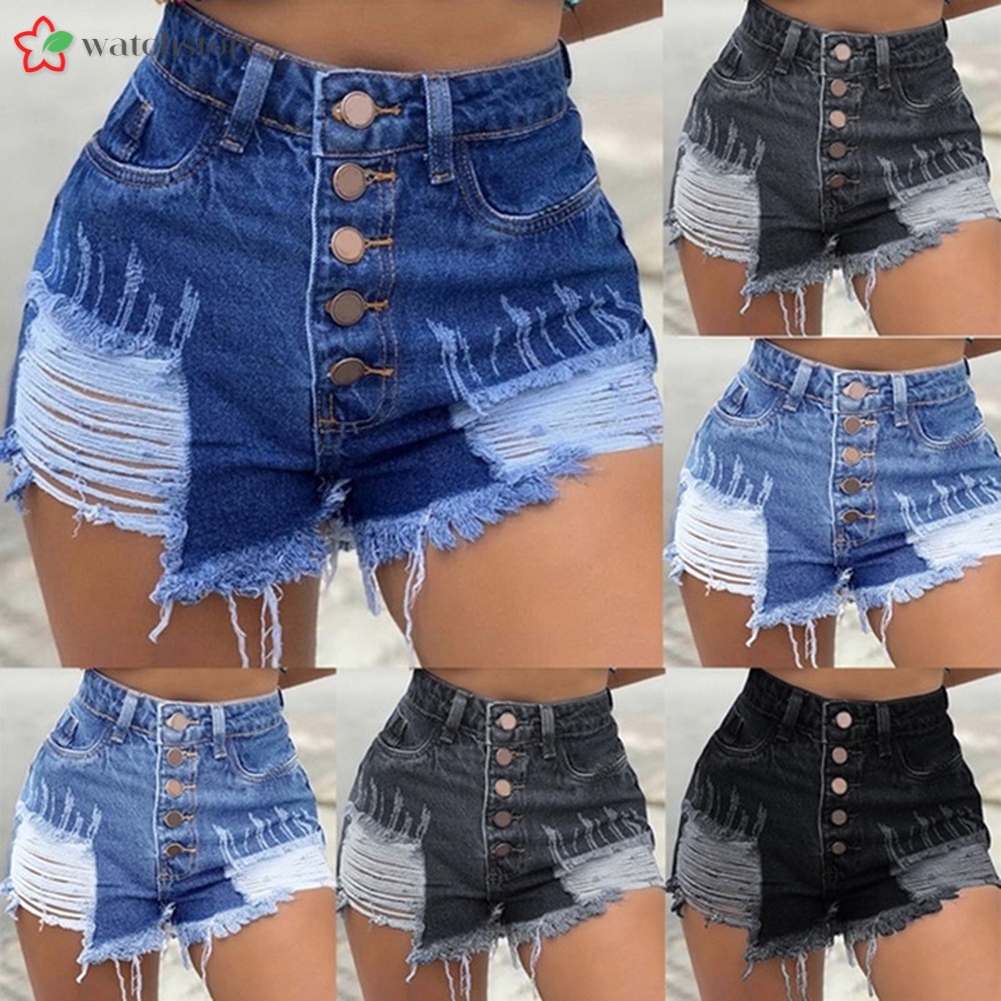 short rasgado feminino cintura alta