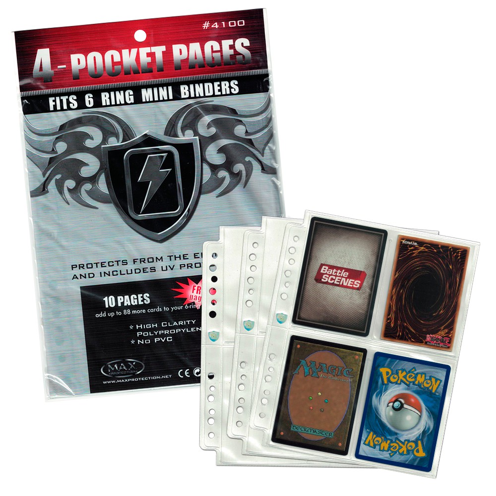 11 Folhas Mini Fichario 4 Bolsos Max Protection Yugioh Magic Pokemon Kpop