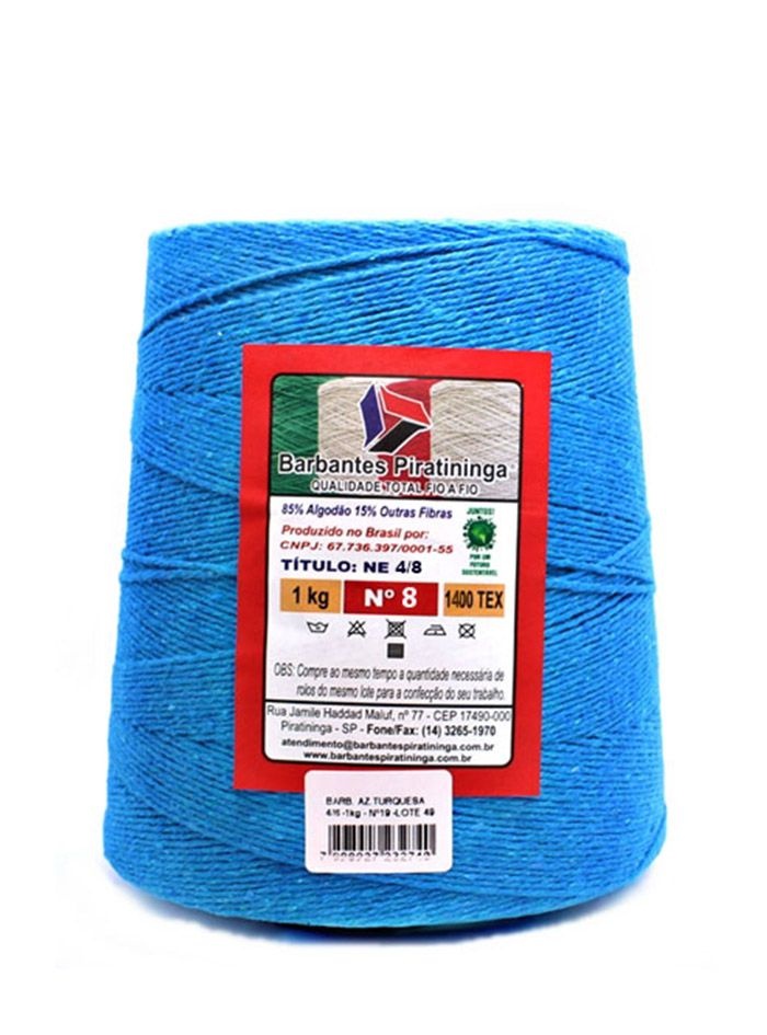 Barbante Piratininga 1Kg Número 8 Cor Azul Turquesa