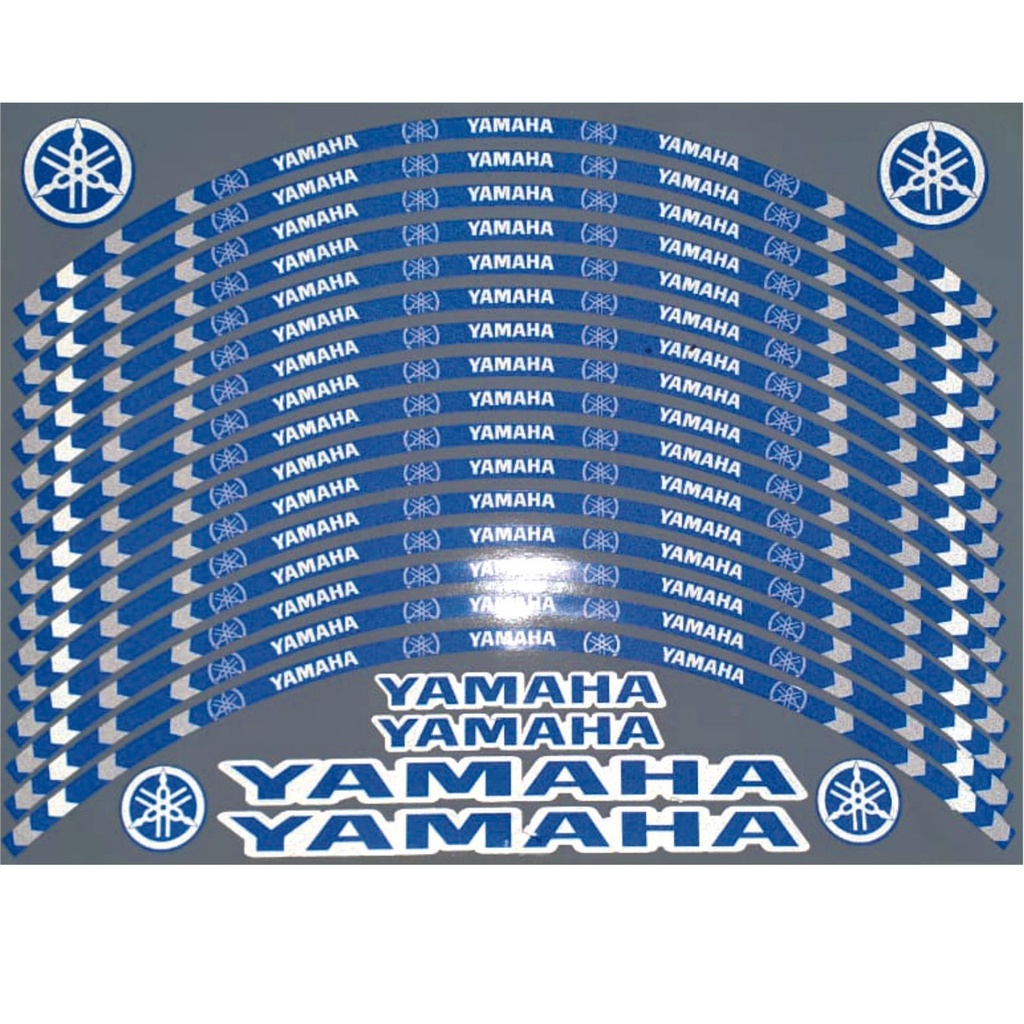 Refletivo  Roda motos Yamaha c/ 22 adesivos kit 2 rodas azul