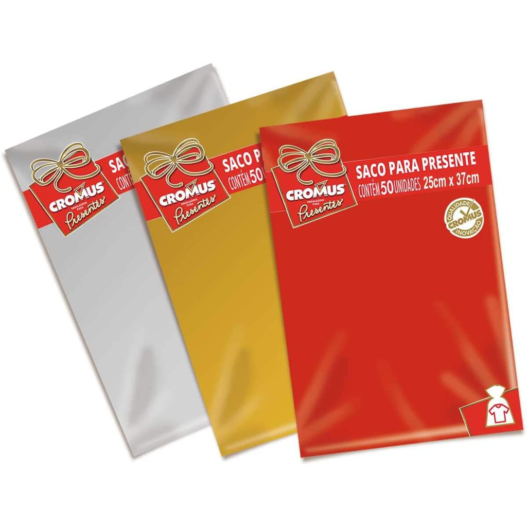 50 UND Saco de Presente 25x37 LISOS - CROMUS em Oferta na Shopee