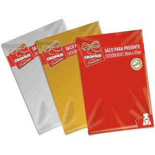 50 UND Saco de Presente 25x37 LISOS - CROMUS em Oferta na Shopee