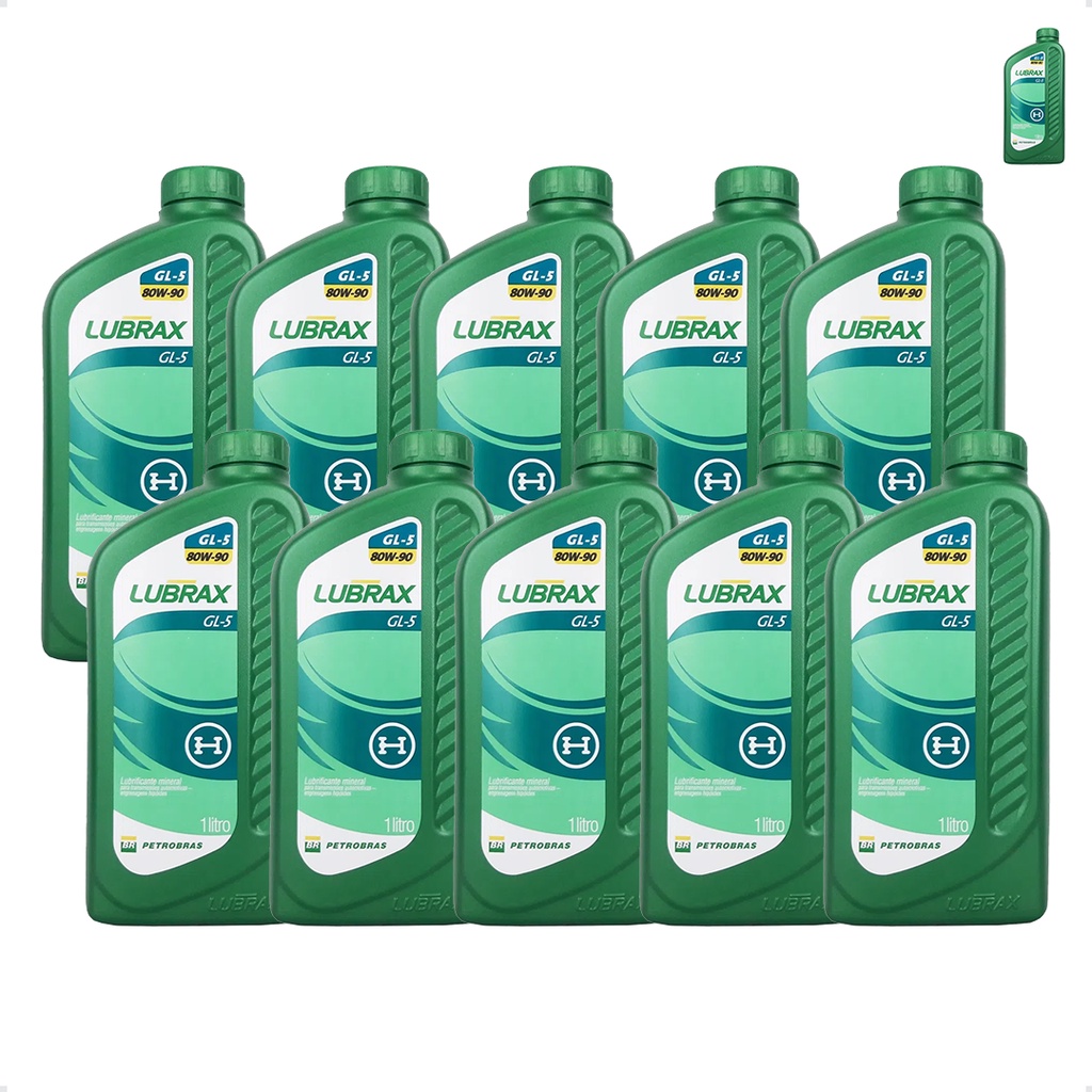 Óleo Lubrax 80w90 API GL-5 Para Transmissão 1 Litro Kit C/10
