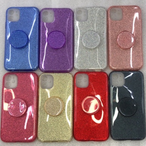 Capa Para Celular Com Brilho A31/A51/A71 Capinha Brilhosa Glitter Com Pop Suporte Colorida Compatível Para Modelo A71