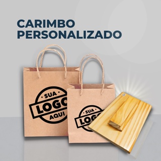 Carimbo Personalizado para Sacola Kraft, embalagens, sacos Delivery, caixas e tags em Oferta na Shopee