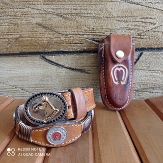 Cinto Infantil de Couro Mangalarga Trançado Artesanalmente + Bainha de Canivete Mangalarga em Oferta na Shopee