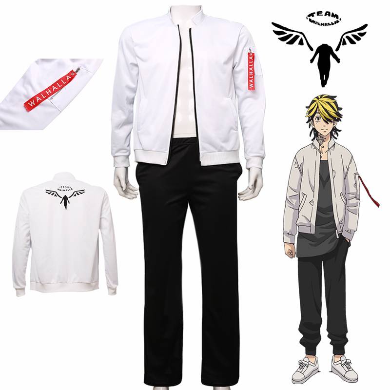 2023-Anime Cosplay Tokyo Revengers Kostüme Kazutora Hanemiya Jacke Baseball White Coat Valhalla Uniform Mikey Draken Halloween 1