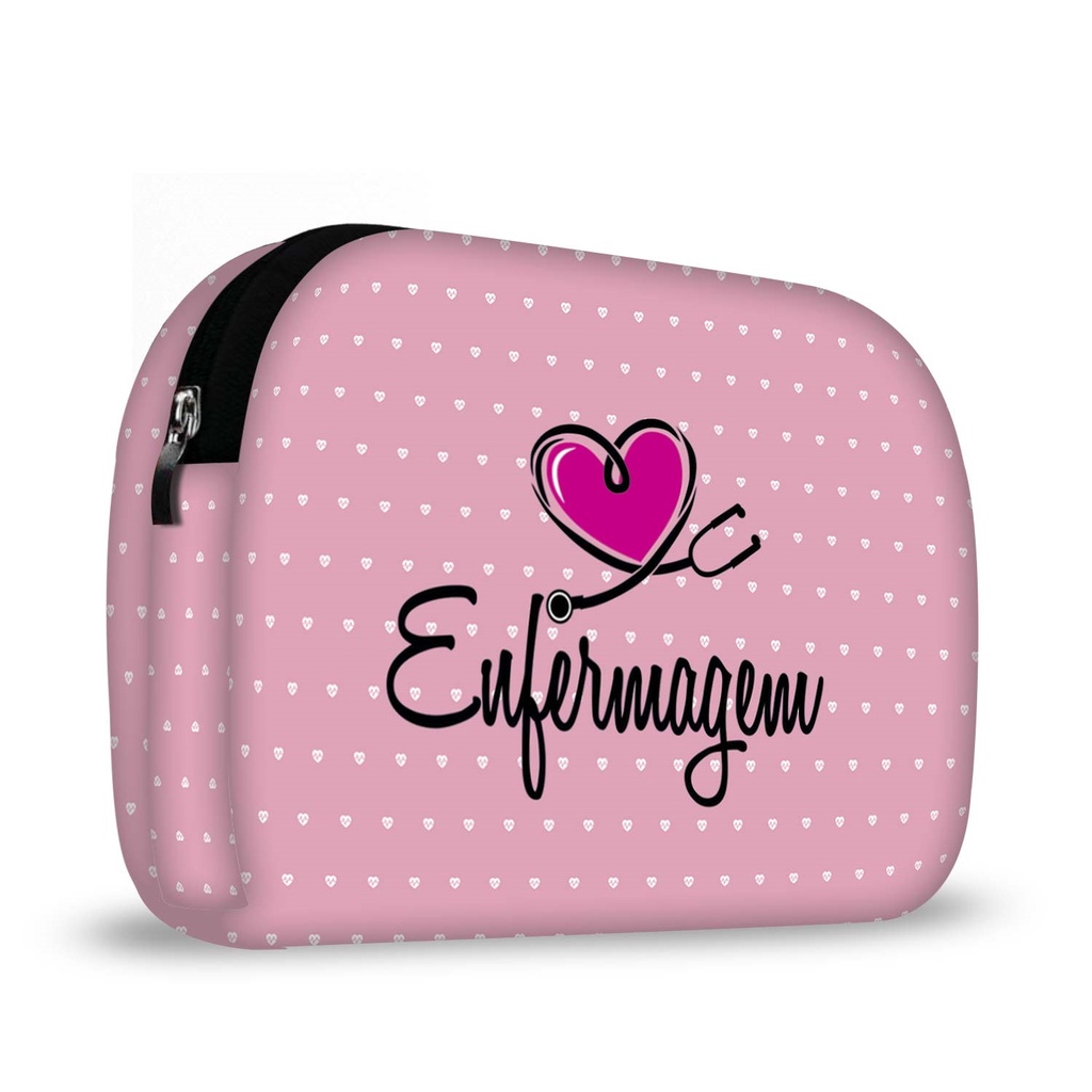 Necessaire Neoprene - Coleção Profissões - Enfermagem Rosa em Oferta na Shopee