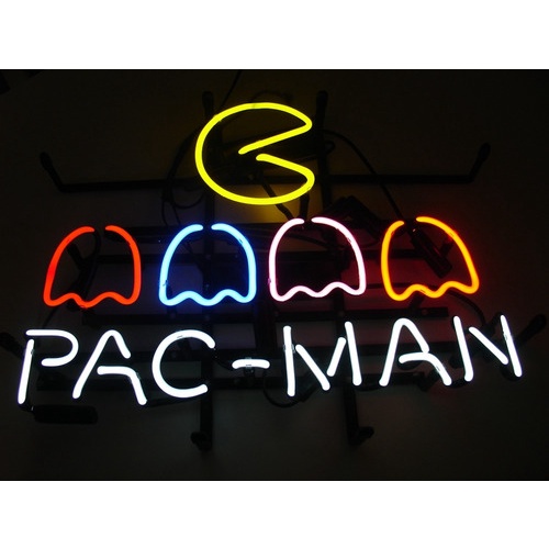 Neon Pac Man Único No Brasil, Luminoso Acende Raro Pimball