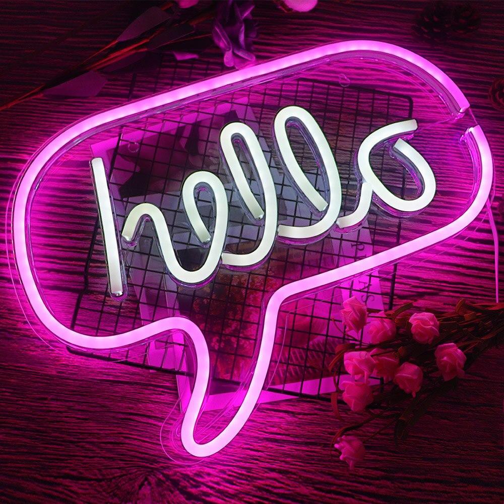 Luminária Balão Hello Led Neon De Parede em Acrílico Decorativa Com