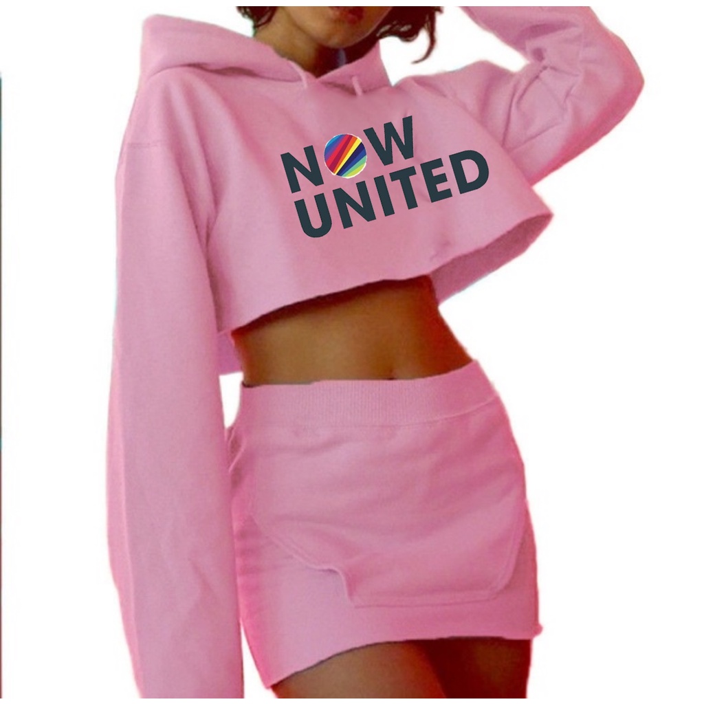 Conjunto Moletom Cropped+Saia Now United Feminino