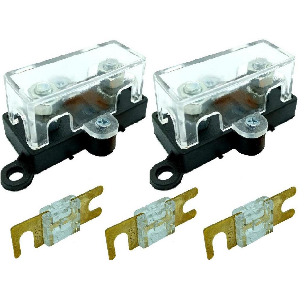 2 Porta Fusível Som Automotivo Midi e 3 Fusíveis 80 Amperes