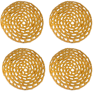 4 Descansos De Panela Redondo Em Palha 20 Cm Laranja em Oferta na Shopee