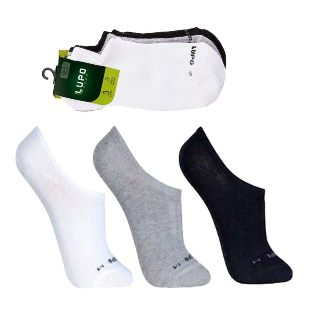 Meias Lupo - Kit 3 Pares Meias Sapatilha Lupo Soquete em Oferta na Shopee