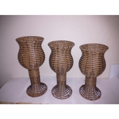 Trio Vaso De Mesa Taca Calice Junco Vime LD