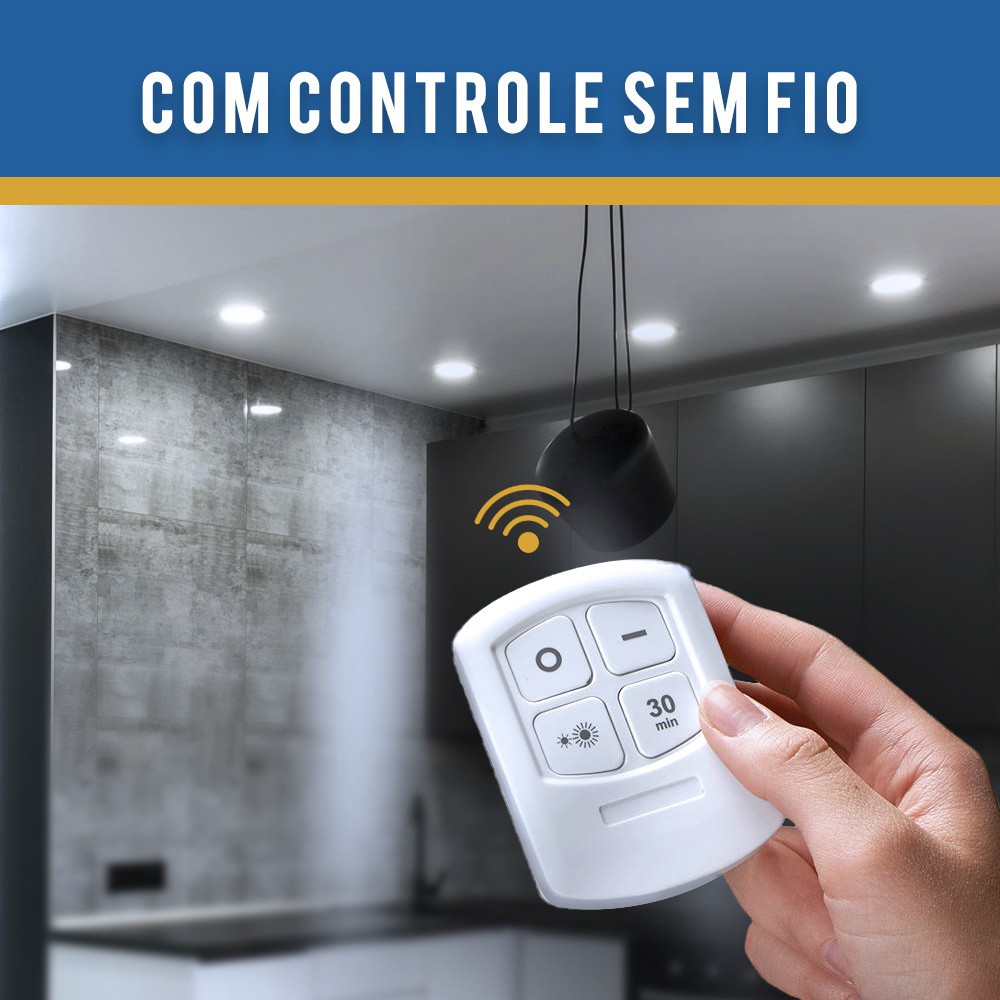 Kit 3 Spot Lampadas Luminaria Led Controle Sem Fio Remoto BeeCost
